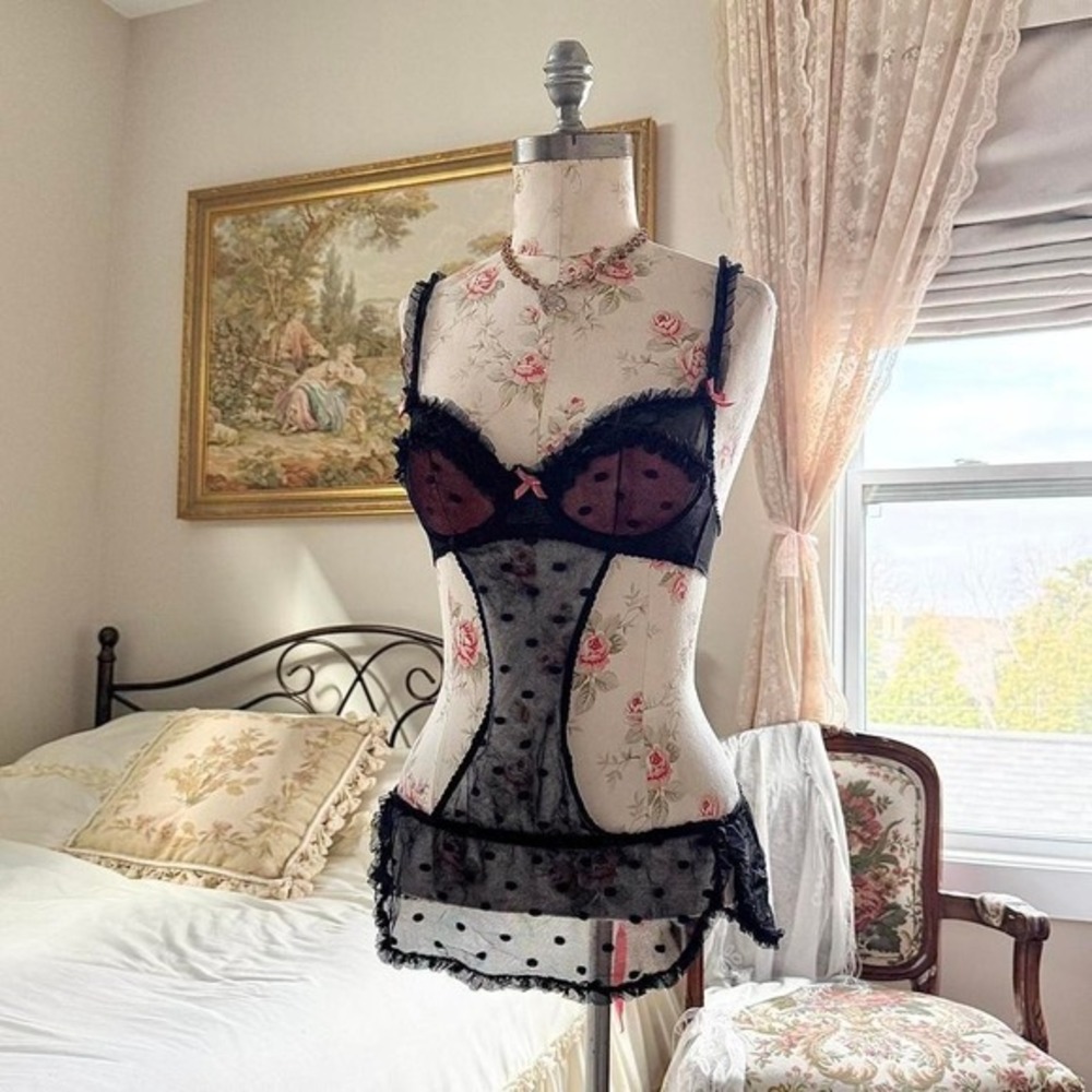 polka dot lingerie  Y2K‎ black polka dot lingerie Ann Summers size XS